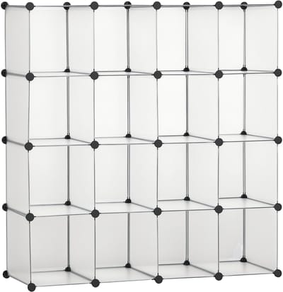 HOMCOM - Kubus Organizer - PP - Staal - 125L x 32B x 125H cm - Wit
