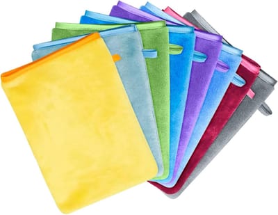 Set van 8 Microfiber Gezichts- en Lichaamswashandjes in Kleurrijk Koraal Velours - Zacht, Absorberend en Herbruikbaar voor Bad en Make-up, 6x8.3 Inch