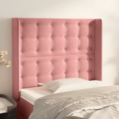 vidaXL - Hoofdbord - met - randen - 83x16x118/128 - cm - fluweel - roze