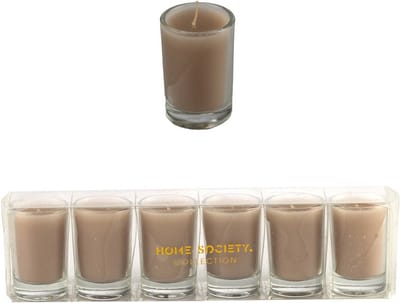 Home Society - Votive - Mini kaarsen in glaasjes - Sand - set van 6 windlichtjes - ideaal als cadeau