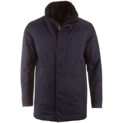 Paul & Shark Jack Carcoat Save the Sea with Leather Details and Shark Fin Donker Blauw / male