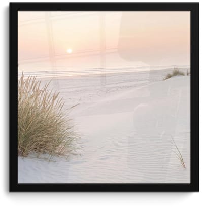 Poster in lijst - Fotolijst 40x40 cm - Posters - Horizon - Duinlandschap - Zand - Posterlijst zwart - Decoratie - Wanddecoratie woonkamer - Muurdecoratie slaapkamer