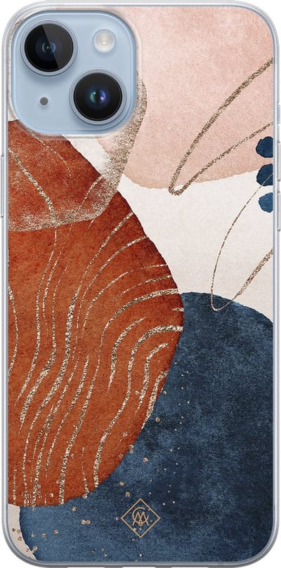Casimoda® hoesje - Geschikt voor iPhone 14 Plus - Abstract Terracotta - Siliconen/TPU telefoonhoesje - Backcover - Geometrisch patroon - Multi