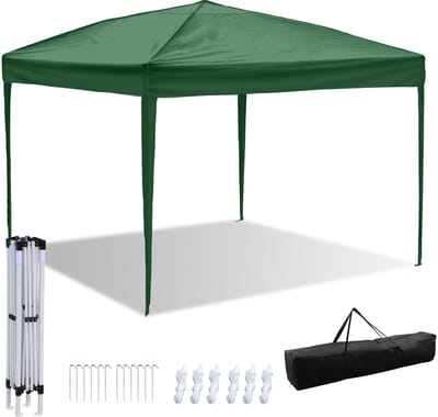 Partytent 3x3 m zonder Zijwanden – Easy Up Opvouwbaar Waterdicht Paviljoen incl. Draagtas – Groen
