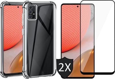 Hoesje geschikt voor Samsung Galaxy A72 - Shock Proof Case - Transparant - Met 2x Full Screenprotector