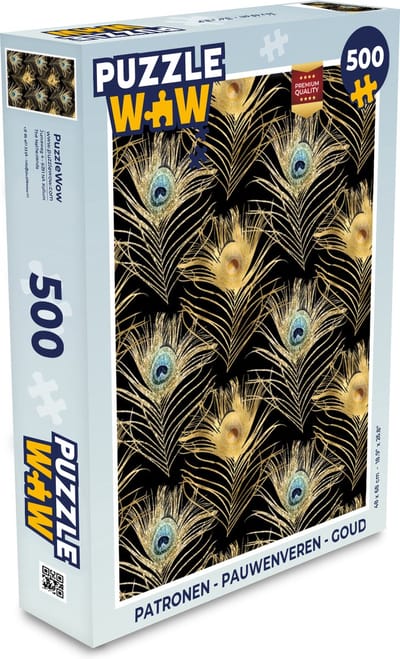 Puzzel Patronen - Pauwenveren - Goud - Legpuzzel - Puzzel 500 stukjes