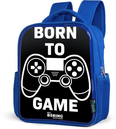 NoBoringSuitcases.com® - Rugzak blauw - Schooltas jongens - Qoute met controller in zwart wit - Kinder rugtas jongen - Boekentas kind - Kinderrugzak voor school - Schoolrugzak