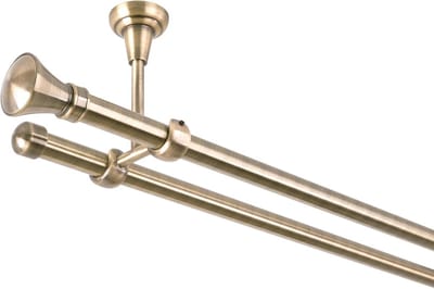 Dubbele Gordijnroede - Met Plafondbevestiging - Raambekleding Ophangen - Verstelbare Lengte - 19 mm Diameter - Antiek Goud
