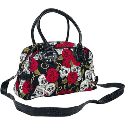 Banned - Gothic Handtas - Skulls And Roses - voor Vrouwen - zwart