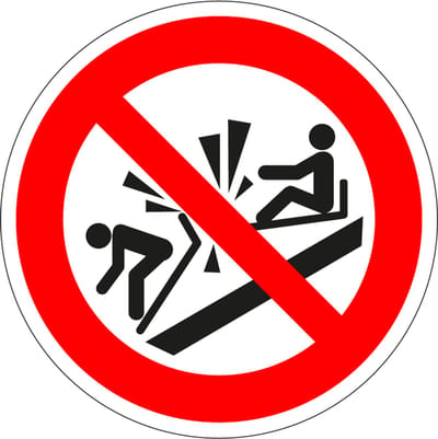 Verboden tegen de slee te botsen bord, kunststof, P047 150 mm