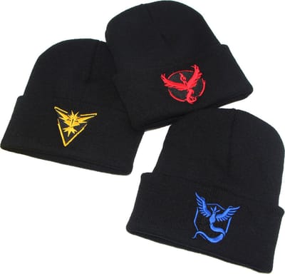 KIMU® Go Muts Zwart Blauw - Mystic Beanie Volwassenen - Gebreiden Stof Dames Heren Polyester Winter Warm Print Logo Hoofdbedekking Festival
