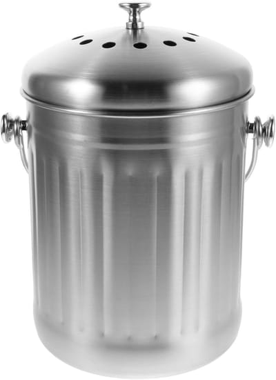 Keuken Compostbak - Voedselafval Bak - Geurloos Composteren - Roestvrij Staal - 30x18.5x18.5 cm - Zilver