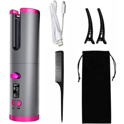 Automatische Draadloze Krultang Snoerloos Roterend USB Oplaadbaar Krulijzer Temperatuur Instelbaar Krultang grijs