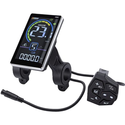 Elektrische Fiets Bedieningspaneel Multifunctioneel IPX4 Waterdicht Fiets LCD Kleurenscherm Meter met 6-pins Connector voor black