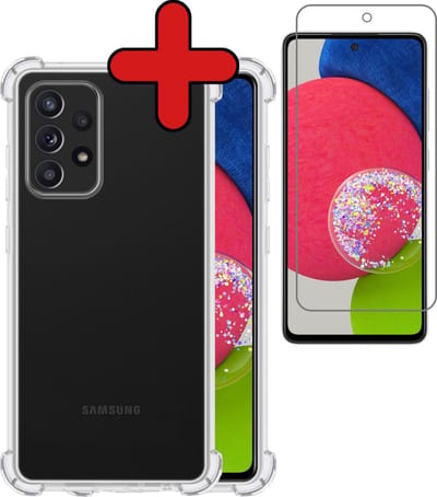 Hoesje - Met Screenprotector - Geschikt voor Samsung Galaxy A52s 5G - Sterk & Shockproof - Back Cover - Siliconen Case - Telefoon Hoes - Shock Proof - Telefoonhoes - Transparant