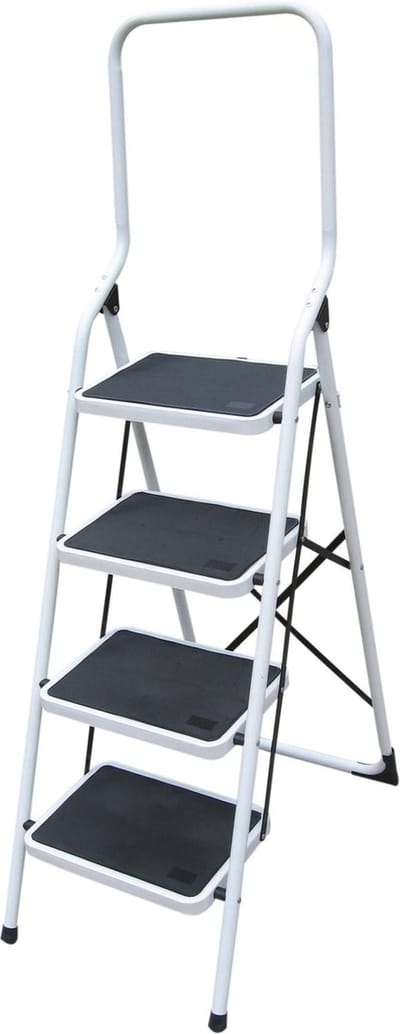 Galico Trapladder 4 brede treden wit MET BEUGEL