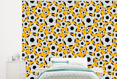 Behang - Fotobehang Patronen - Sport - Voetbal - Jongens - Kinderen - Kids - Jongen - Breedte 300 cm x hoogte 240 cm