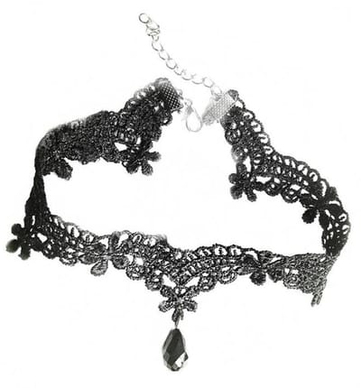 Druppel Choker - Ketting - Collier - Zwart gevlochten- 33 cm - 1 stuks