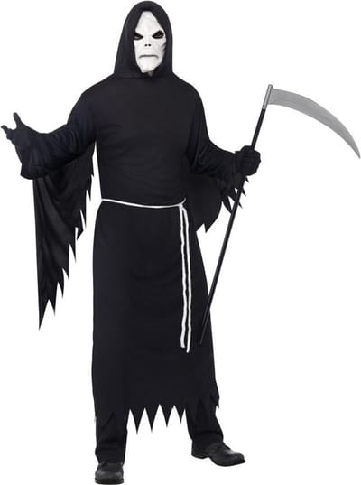 Smiffy's Magere Hein/dood Halloween kostuum - met masker - zwart - voor volwassenen - one size 48/50