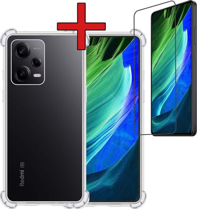 Hoesje - Met Screenprotector - Geschikt voor Xiaomi Redmi Note 12 Pro+ - Sterk & Shockproof - Back Cover - Siliconen Case - Telefoon Hoes - Shock Proof - Telefoonhoes - Transparant