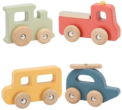 Viga set houten kleurrijke voertuigen 4-delig uit de Polarb-serie - UNI