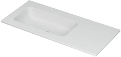 INK Aspekt Wastafel Porselein Links Zonder Kraangat - 1000x450x15 mm - Mat Wit