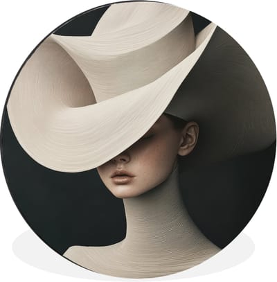 WallCircle - Wandcirkel - Muurcirkel - Vrouw - Golvende - Hoed - Aluminium - Dibond - 30x30 cm - Binnen en Buiten
