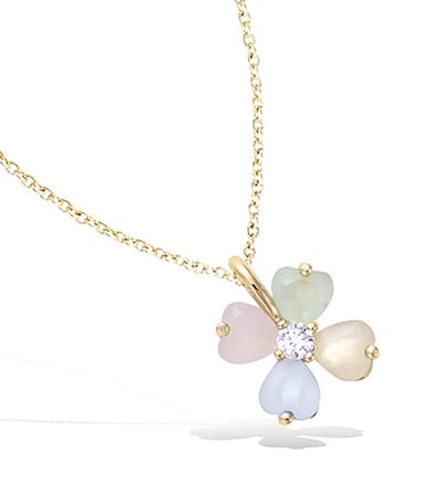 CHIVAL Bloem Ketting – 18K Verguld Goud – Hanger met Zirkonia – Pastelkleuren - Minimalistisch & Elegant – Hypoallergene Dames Ketting - Cadeau voor Haar -