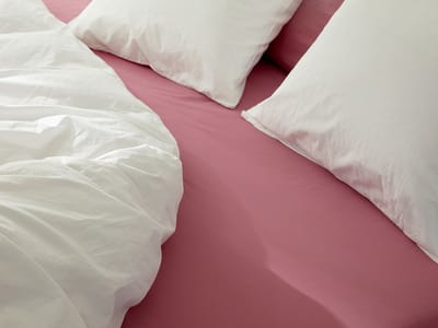 Yumeko hoeslaken percal katoen framboosroze 90x200x30 - Bio, eco & fairtrade