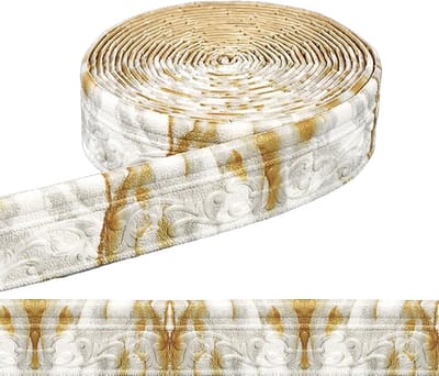 3D Wand- en Plafondlijst van Zelfklevend Waterdicht XPE Schuim - 10 m x 8 cm x 5 mm, Perfect voor Hoeken en Randen, Luxe Goudsteen Afwerking