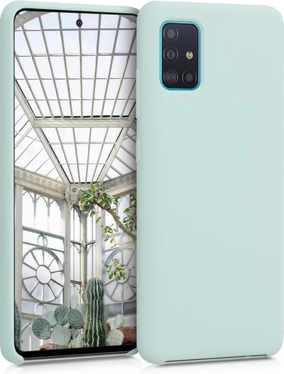 kwmobile telefoonhoesje geschikt voor Samsung Galaxy A51 - Hoesje met siliconen coating - Smartphone case in cool mint