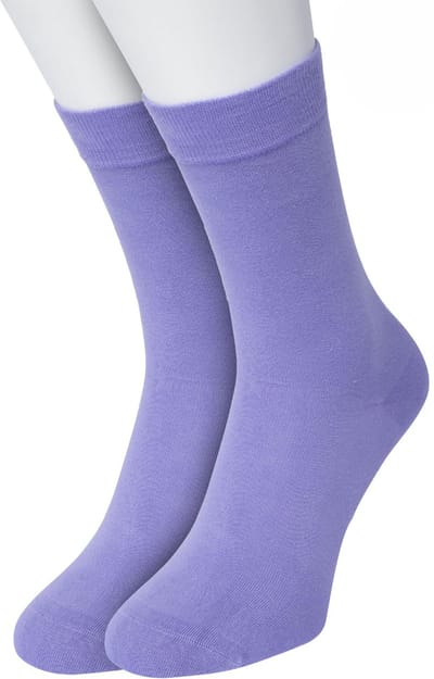 Bonnie Doon Basic Sokken Dames Lila Paars maat 36/42 - 2 paar - Basis Katoenen Sok - Gladde Naden - Brede Boord - Uitstekend Draagcomfort - Perfecte Pasvorm - 2-pack - Multipack - Effen - Licht Paars - Lichtpaars - Lilac - OL834222.268