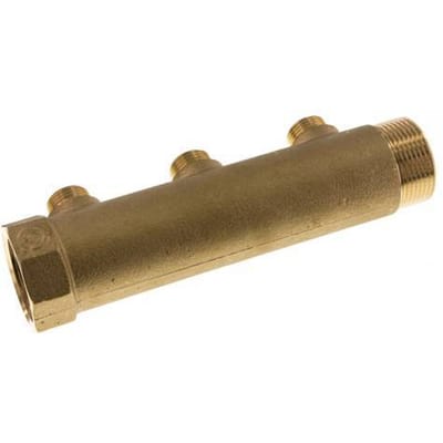 G 1 1/4'' x 3xG 1/2'' F/M/M Messing Verdeelstang 10 Bar - FLM-FMM-B-114G-012G-3M