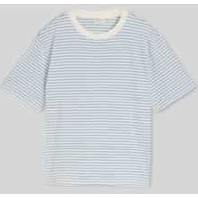 Tom Tailor Denim - T-shirt met boxy pasvorm - Maat XL - light blue white stripe
