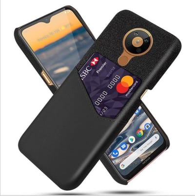 Nokia 5.4 Luxe Hybride Backcover met Pasjeshouder + Screenprotector _ Zwart