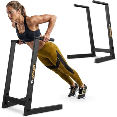 Trex Sport TX-035DS – Dip bars Stationair – Voor Dips & Push-ups – Schuimrubberen Handgrepen – Stabiel Stalen Frame – Thuisgym Krachtstation – Max. 150 kg