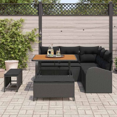 vidaXL - Tuinbank - Set - 8 - st - 7-Aantal - zitplaatsen - Zwart