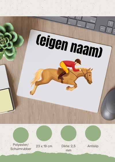 Akyol - paardrijden jockey met eigen naam Muismat - Paarden - paarden/jockey liefhebbers - iemand die houdt van paarden of jockey - verjaardag - cadeau - kado - 23 bij 19 cm