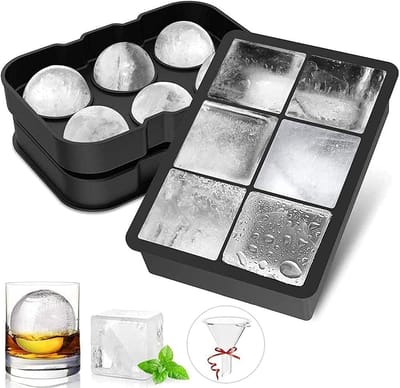 Siliconen IJsblokjesvorm - Groot & Rond met Trechter - Gemakkelijk Losmaken & Herbruikbaar BPA-vrij - voor Whisky, Cocktails - 2 Stuks