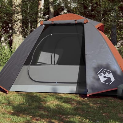 Campingtent 2 personen - Koepeltent familietent - Buitenavontuur - Dubbele bescherming - 224 x 248 x 118 cm - Grijs oranje