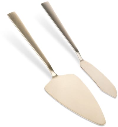 Excellent Houseware - Taartschep en Snijmes - Gouden Roestvrij Staal - 2 stuks - Geschikt voor Vaatwasser