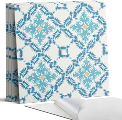 Coloray Wandpanelen Zelfklevend - Arabesk patroon Zelfklevende Wandpanelen - 50 cm x 50 cm - Turkoois Wandpaneel PVC - 4 stuks - Mozaïeken Wandpanelen Zelfklevend - Wandpaneel Keuken - Wandpanelen Badkamer
