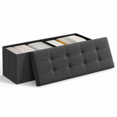 Seth Select Luxe Opvouwbare Opbergbank – Opklapbare Voetenbank met Grote Opbergruimte – 110x38x38 cm – Tot 300 kg - Donker Grijs