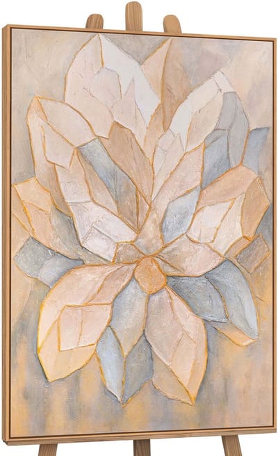 Canvas schilderij handgeschilderd facets of petals abstract – YS-Art Gallery – Luxe wanddecoratie voor woonkamer – Modern schilderij voor slaapkamer en hal