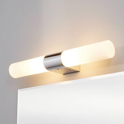 Lindby - Wandlamp - 2lichts - Glas, metaal - H: 6.4 cm - E14 - wit gesatineerd, chroom