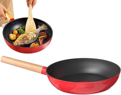 Anti-aanbakpan - Omeletpan Crêpepan - Ontbijt Maken - Temperatuurdetectiepunt - 48.5 x 26 cm - Rood