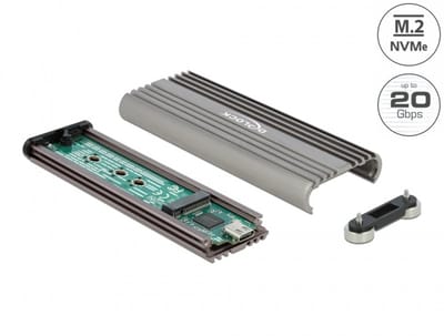 Delock External Enclosure for M.2 NVMe PCIe SSD with SuperSpeed USB 20 Gbps (USB 3.2 Gen 2x2) USB Type-C™ female - tool free