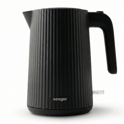 Seeger Waterkoker - Plissé Design - 1.7 liter - BPA-Vrij - Anti-Kalk Filter - 2200 Watt - Zwart - SGR100BK