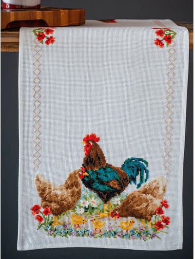 Vervaco - Perlaida loper kit - Haan en kippen - PN-0172772 - Borduren - Borduurpakket - Borduurpakket volwassenen - Borduurpakket kind