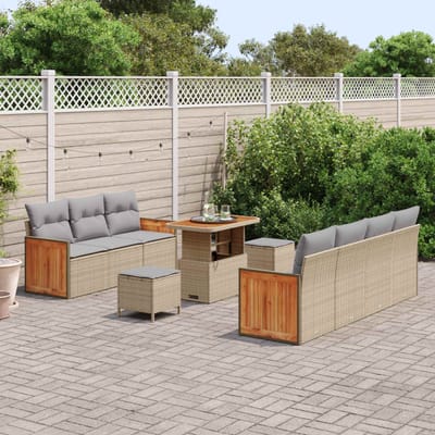 vidaXL - Tuinbank - Set - 10 - st - 9-Aantal - zitplaatsen - Beige - en - Lichtgrijs